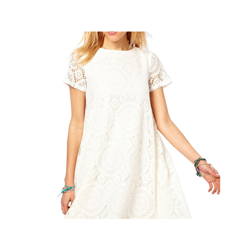 Moonar Women Hollow Out Lace Floral A-Line Mini Womens Dresses Online (White)
