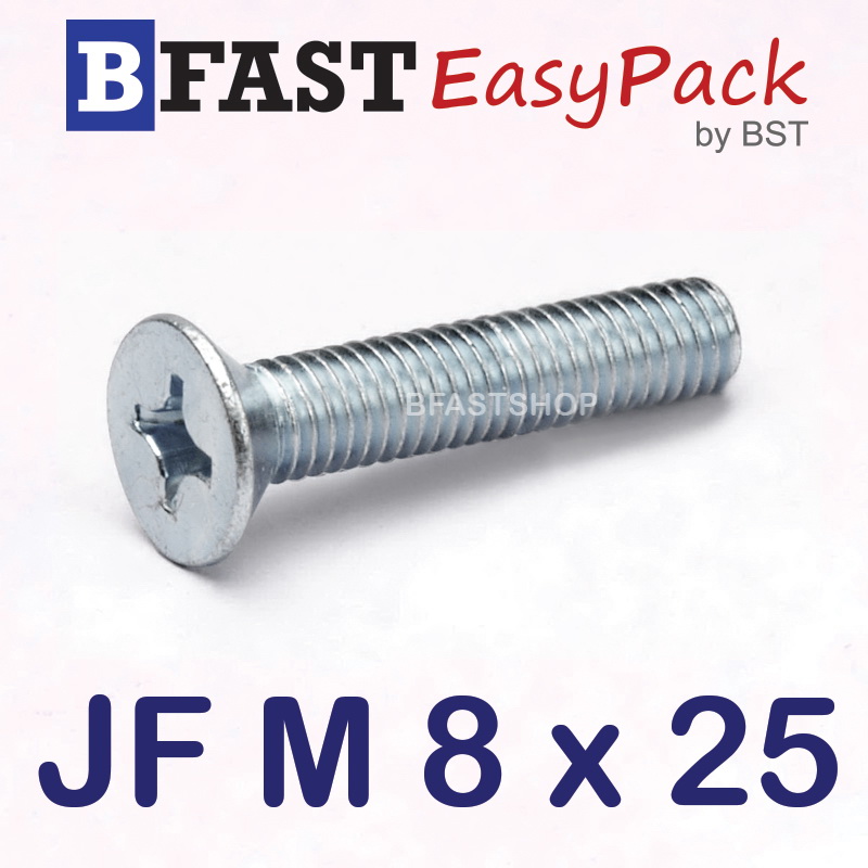สกรูมิลสี่แฉก JF M 8 x 25 (10 ตัว/ถุง)