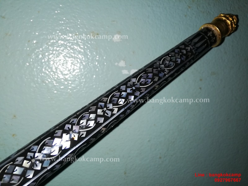 ไม้ครู หรือไม้ถือประดับมุข หัวนารายณ์ทรงสุบรรณ(นารายณ์ทรงครุฑ) ท้ายราหู ชุบทอง