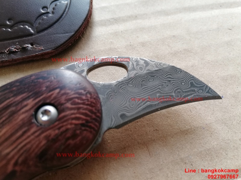 มีดพับ ดามัสกัส Damascus พร้อมซองหนังแท้ (5)