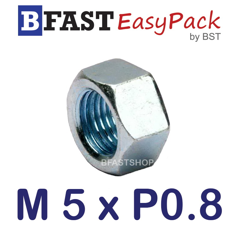 หัวน็อตมิลขาว M5 x P0.8 ขอบ 8 mm. หนา 4.5 mm. (30 ตัว/ถุง)