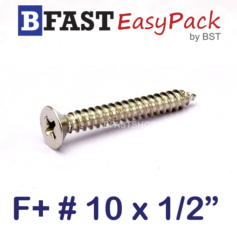 สกรูเกลียวเหล็ก F+ # 10 x 1/2" (20 ตัว/ถุง)