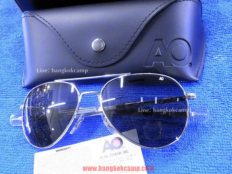 แว่นตา AO sunglasses รุ่น GENERAL LENS SILVER, AO GN58S.BA.TC. (กรอบเงินเงา เลนส์เทา) Made in USA ใหม่ แท้