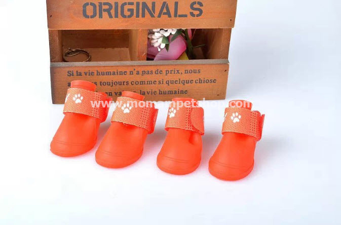 รองเท้าสุนัข รองเท้าแมว บูทยางสีแดง(4 ข้าง)