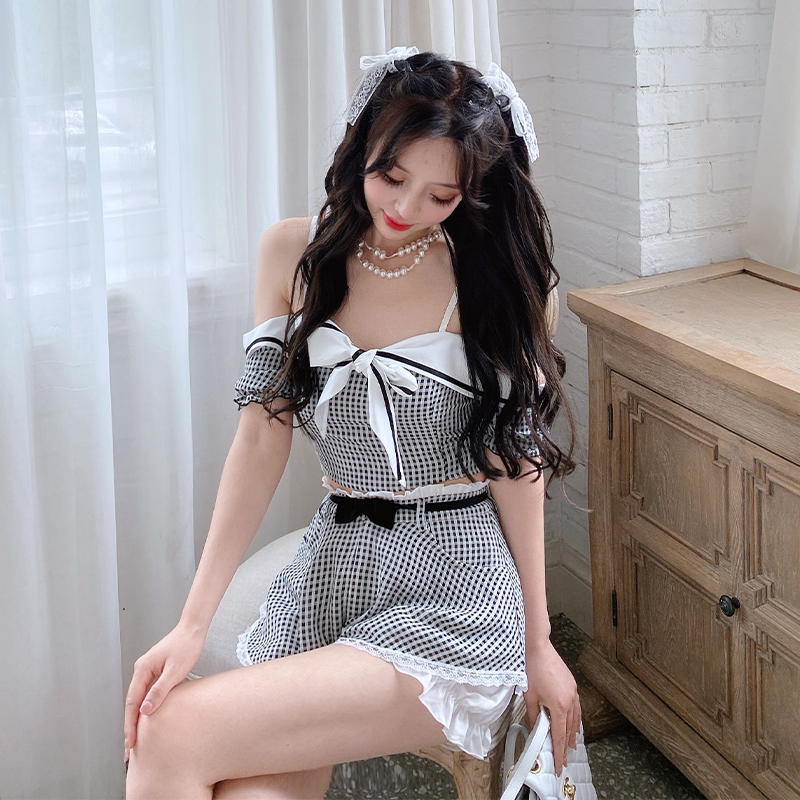 Summer Joy : พรีออเดอร์ ชุดเซ็ตแฟชั่นลายสก็อต และ กางเกงขาสั้นเข้าชุด เสื้อมีให้เลือก 2 แบบ ราคาแยกชิ้น งานแบรนด์
