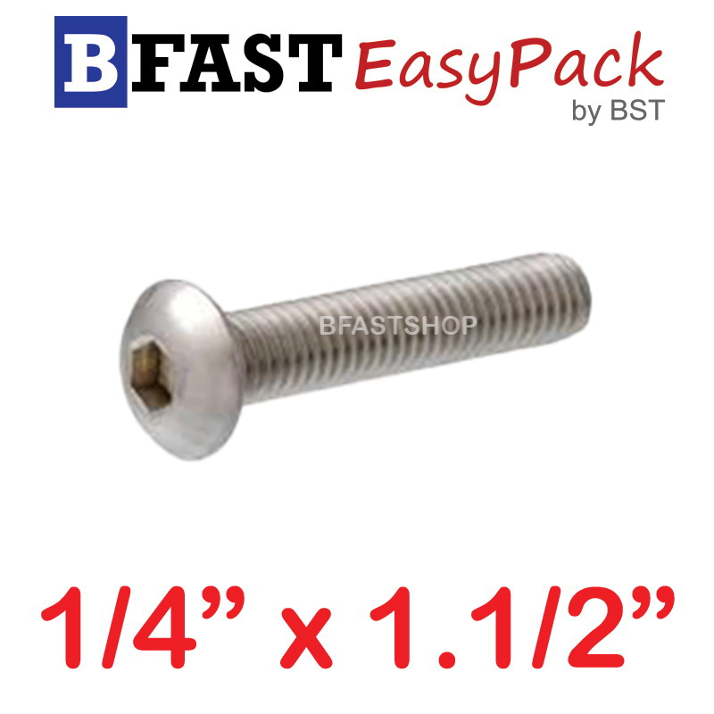 สกรูหัวจมกลมสแตนเลส SUS 1/4" x 1.1/2" ( 2 ตัว/ถุง )