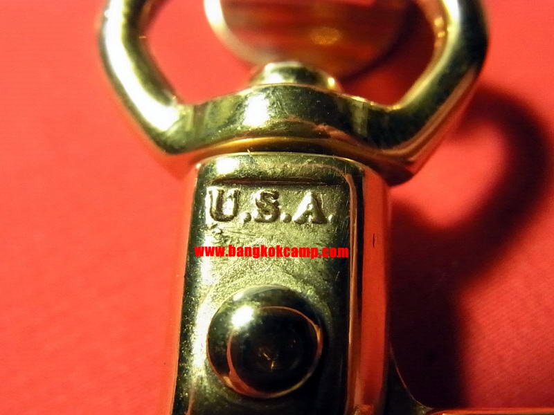 พวงกุญแจ ก้ามปู ตะขอเกี่ยว 2ระบบ- สแตนเลส สีทอง Made in USA.