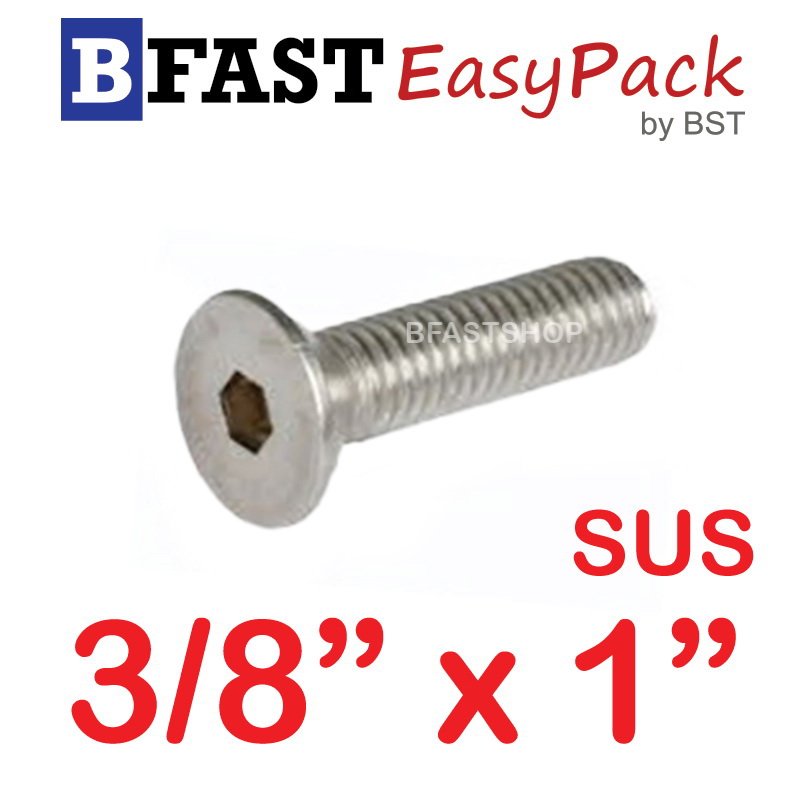 สกรูหัวจมเตเปอร์สแตนเลส SUS 3/8" x 1" ( 2 ตัว/ถุง )