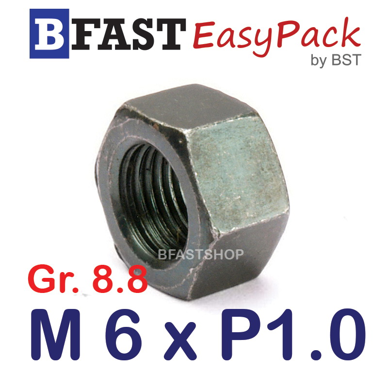 หัวน็อตมิลดำ M6 x P1.0 *เหล็กแข็ง เกรด 8.8* (15 ตัว/ถุง)