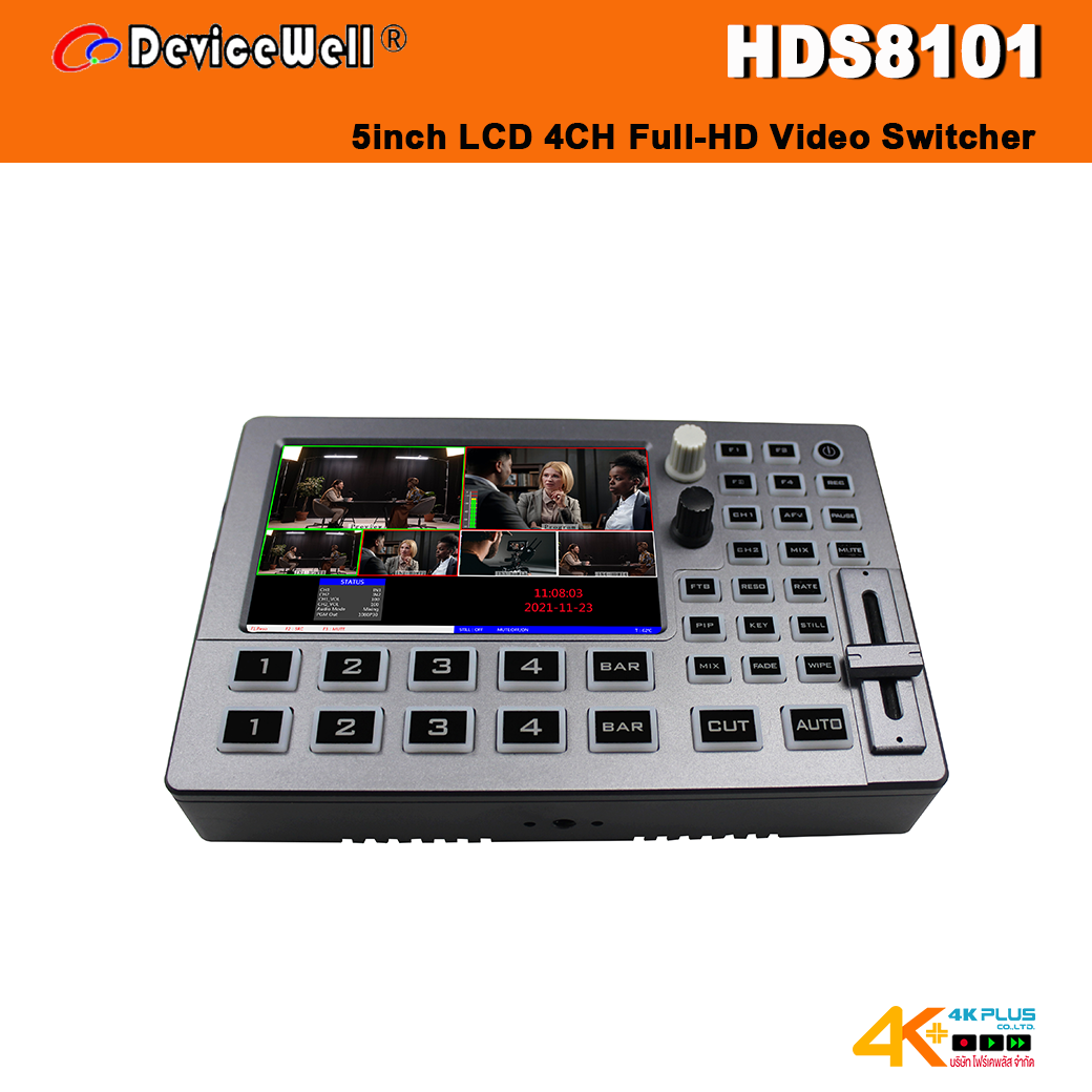 DeviceWell HDS8101 5inch LCD 4CH Full-HD Video Switcher