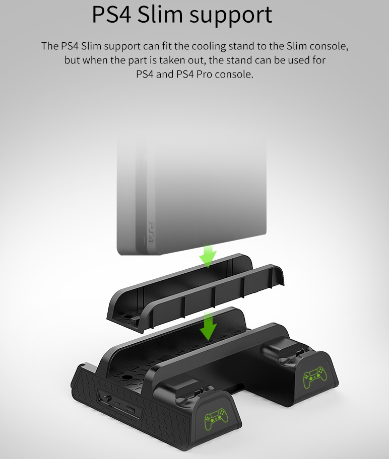 DOBE รุ่นใหม่สุด แท่นวางเครื่องPS4 ได้ทุกรุ่น พัดลม 3 ตัว มีไฟสถานะชาร์จ (แท่นวางเครื่องPS4 ได้ทุกรุ่น)