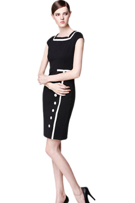 Bodycon Short Sleeve Midi Womens Dresses Online (Black)