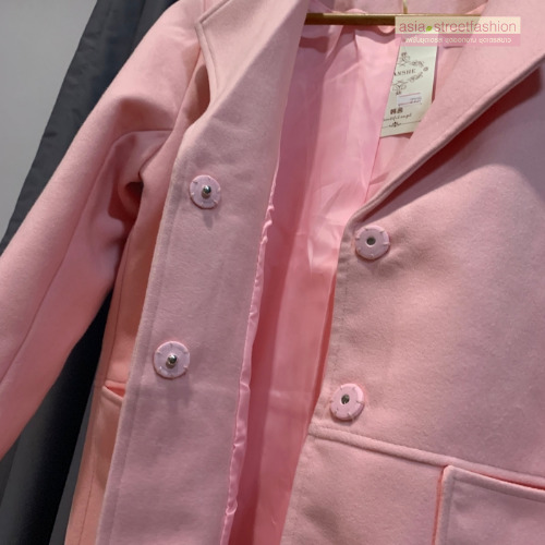 เสื้อโค้ท สไตล์เกาหลี ทรงคลาสสิค ใส่ง่ายเข้ากับทุกชุด กันหนาวได้ดี พร้อมส่ง สีชมพูอ่อน