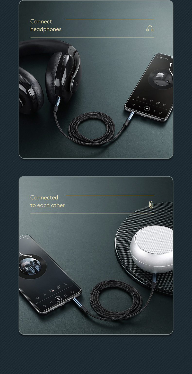 Joyroom A1. AUX car stereo audio cable - สายเชื่อมต่อสัญญาณเสียง 3.5mm สาย 1เมตร 2เมตร