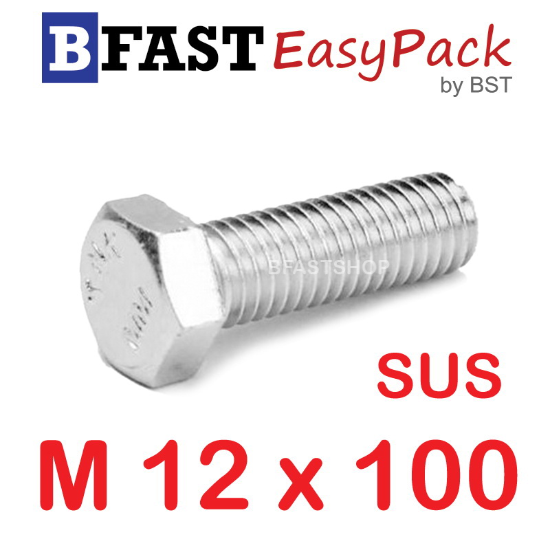 สกรูหัวเหลี่ยมสแตนเลส M12 x 100 (1 ตัว)