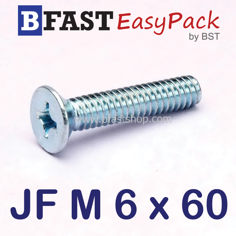 สกรูมิลสี่แฉก JF M 6 x 60 (15 ตัว/ถุง)