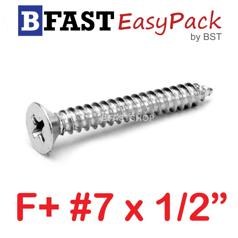 สกรูเกลียวสแตนเลส F+ SUS # 7 X 1/2" (15 ตัว/ถุง)
