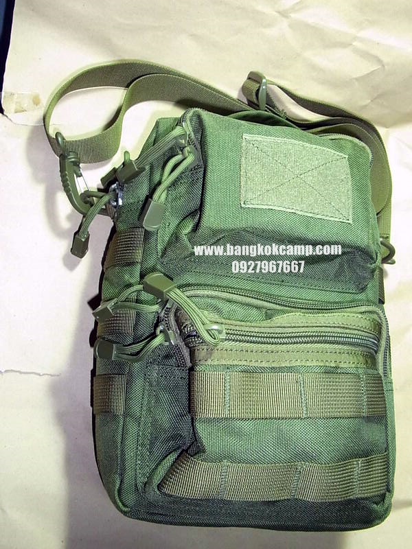 กระเป๋าสะพายข้าง ผ้าคอดูล่า (Cordura) สีเขียวทหาร