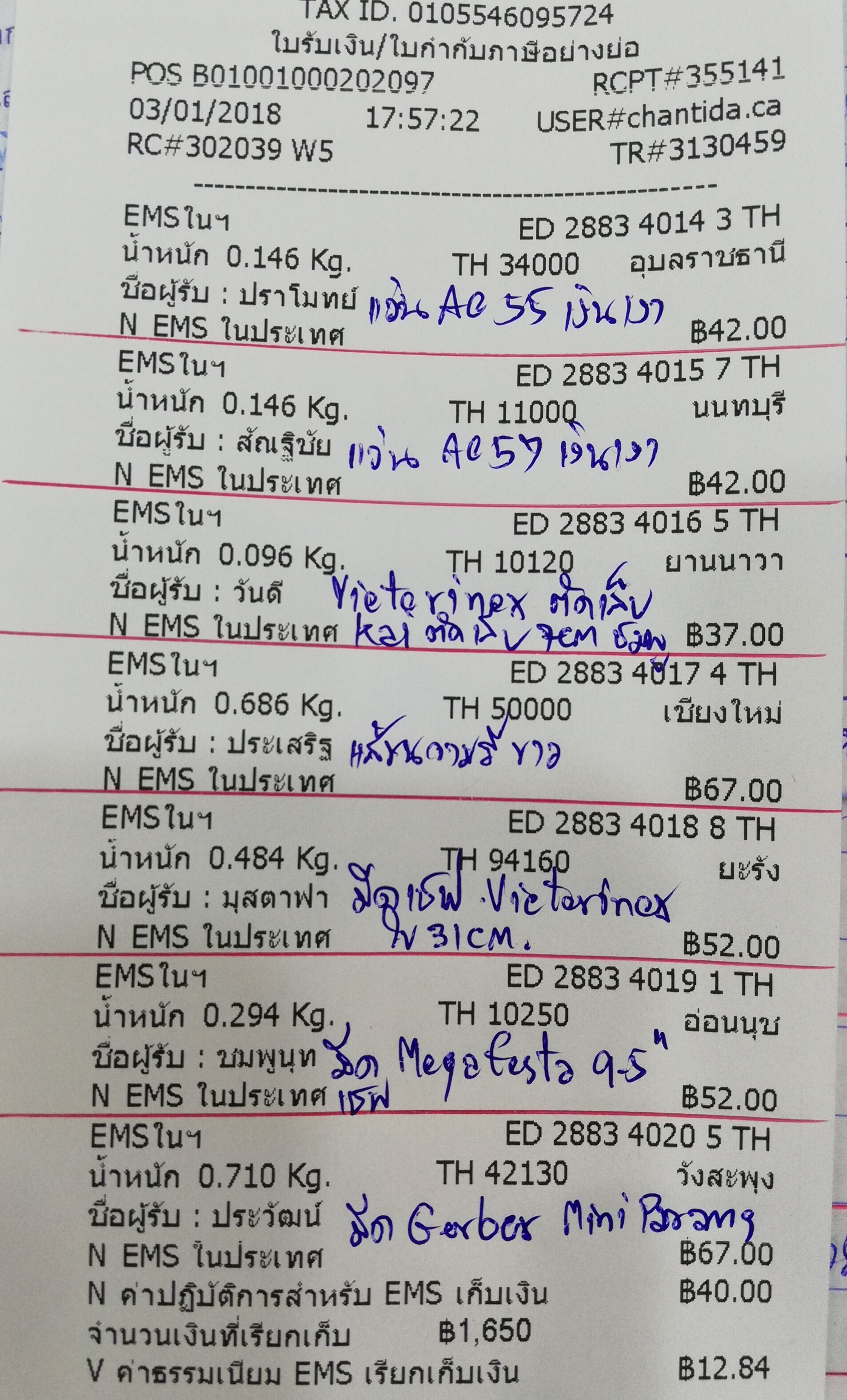 ใบเสร็จฯ มกราคม 2561