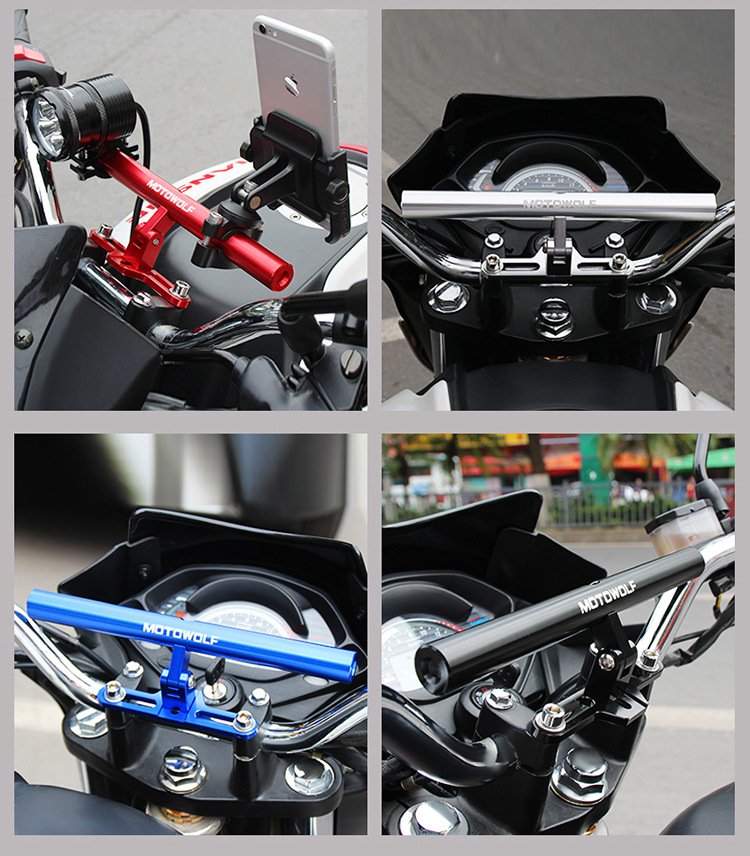 MOTOWOLF MDL 3513 บาร์เสริมเอนกประสงค์ ยึดตุ๊กตาแฮนด์ สำหรับใส่อุปกรณ์เสริมมอเตอร์ไซต์