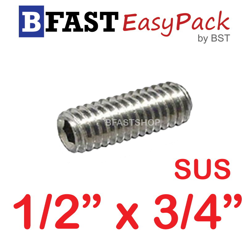 สกรูตัวหนอนสแตนเลส SUS 1/2 x 3/4" (3 ตัว/ถุง)
