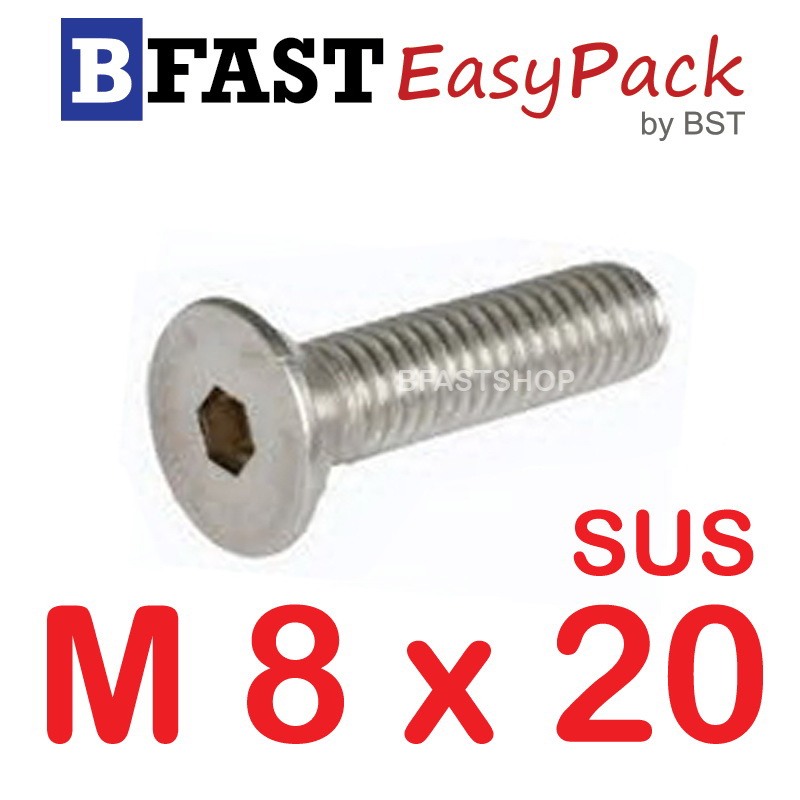 สกรูหัวจมเตเปอร์สแตนเลส SUS M8 x 20 (5 ตัว/ถุง)