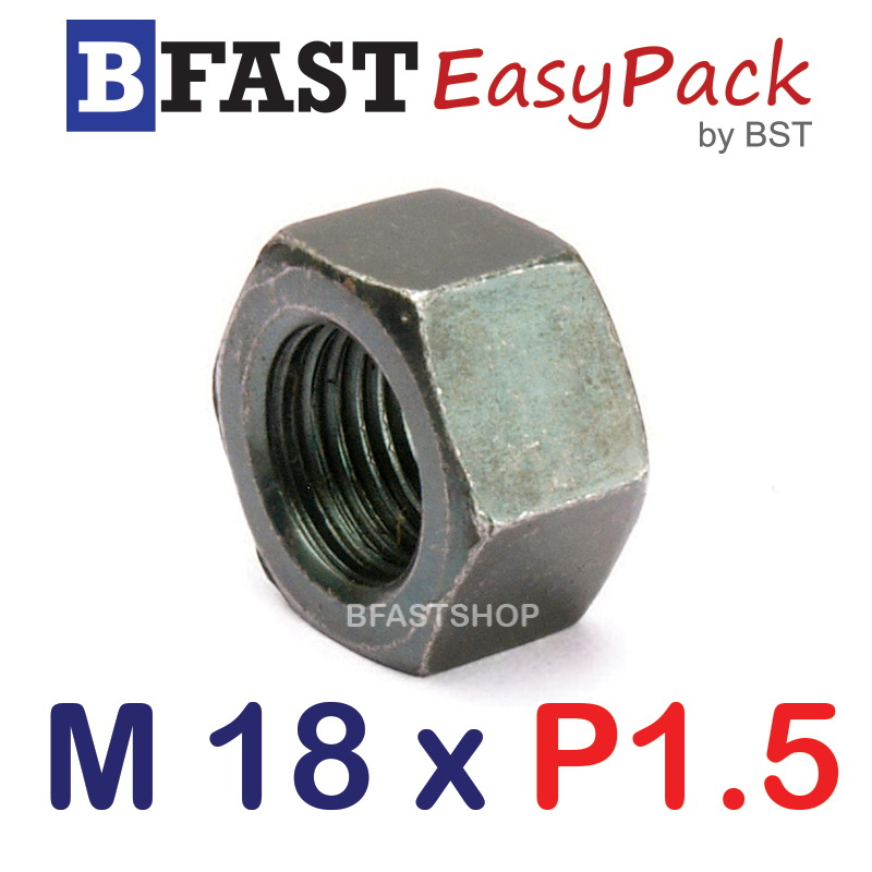 หัวน็อตมิลดำ M18 x P1.5 ขอบ 27 mm. หนา 15 mm. (4 ตัว/ถุง)