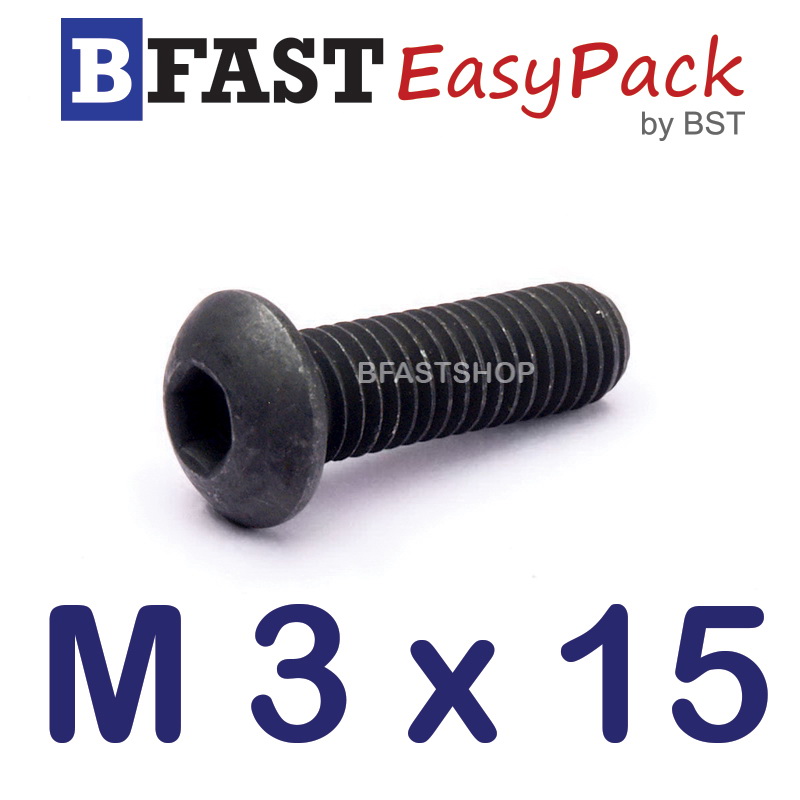 สกรูจมกลมดำ M 3 x 15 (12 ตัว/ถุง)