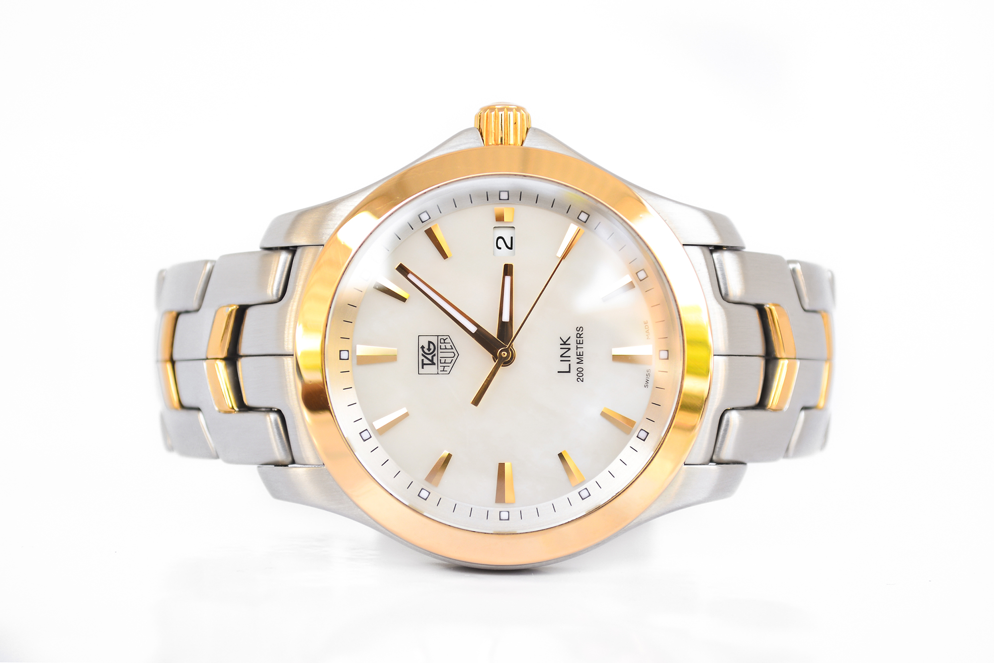 Tag Heuer New Link King Size ขอบทอง 18K หน้ามุกขาว (Sold)