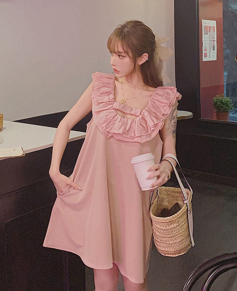 Girly Fancy Club : พรีออเดอร์ เดรสแฟชั่นทรงปล่อยแขนกุดน่ารักๆ สามารถใส่ทับเสื้อเชิ้้ตได้ น่ารักทั้งสองแบบ แบรนด์แท้