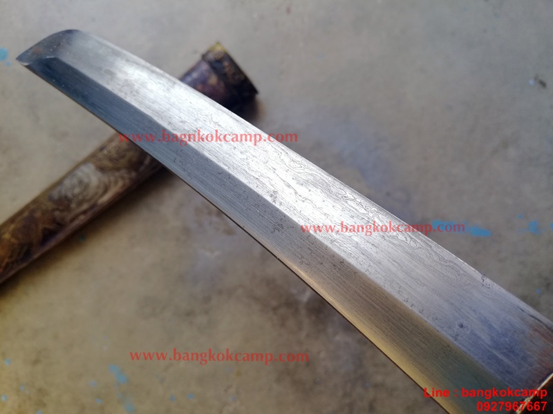 ซามูไรสั้น ดาบญี่ปุ่น ลายเสือเล่มเล็ก ฮาราคีรี ใบมีดเป็นเหล็กลาย (ใบมีดดามัสกัส)