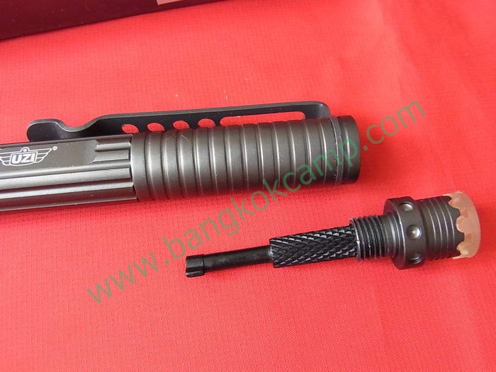 ปากกา UZI ท้ายด้ามหัวcrown , มีที่ไขกุญแจมือ สีไททาเนียม