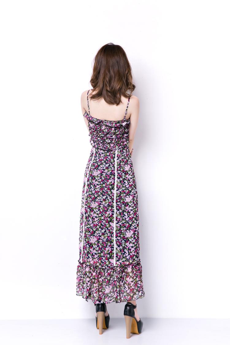maxi dress ชุดเดรสยาวแฟชั่น สายเดี่ยว ผ้าชีฟอง ลายดอกไม้ สวย น่ารักๆ