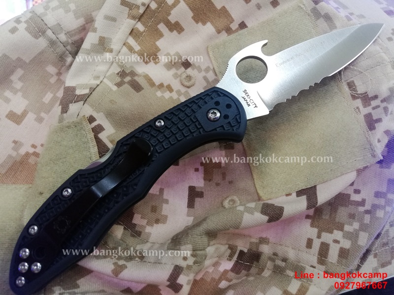 มีดพับ Spyderco Delica Wave Emerson Opener 2-29/32" VG10 Combo Blade - SP11PSGYW