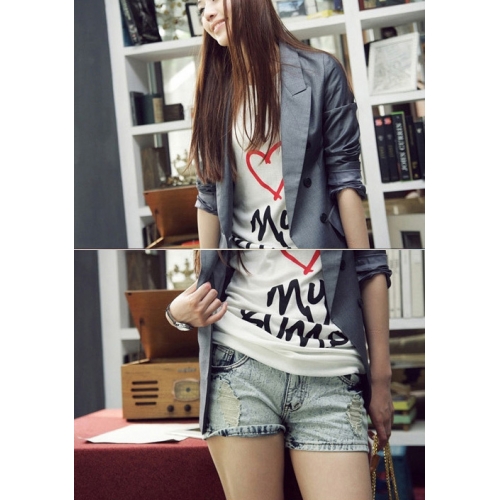 fashion suit สูทแฟชั่นใส่ทำงาน ใส่เที่ยว คอปก แขนยาว ตัวเท่ห์ สีเทา Asia Street Fashion