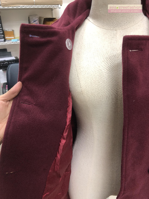 เสื้อโค้ทกันหนาว รุ่นกระดุม 2 แถว สไตล์เกาหลี ผ้าวูลผสม พร้อมส่ง red