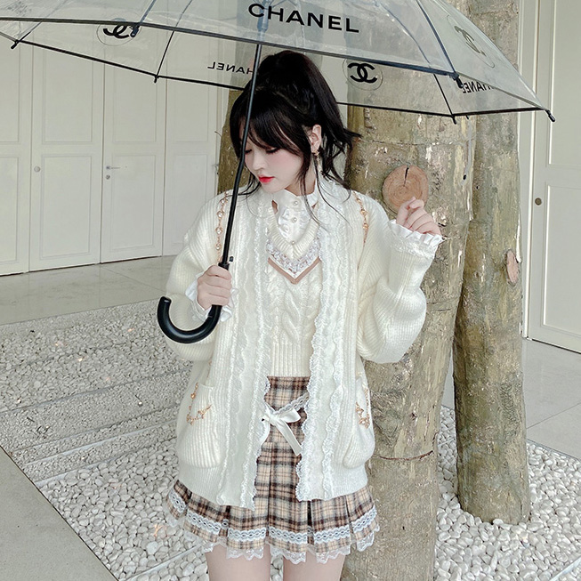 Summer Joy : พรีออเดอร์ เสื้อคลุมคาร์ดิแกนสไตล์หวาน เสื้อคลุมไหมพรม มีให้เลือก 2สี แบรนด์แท้