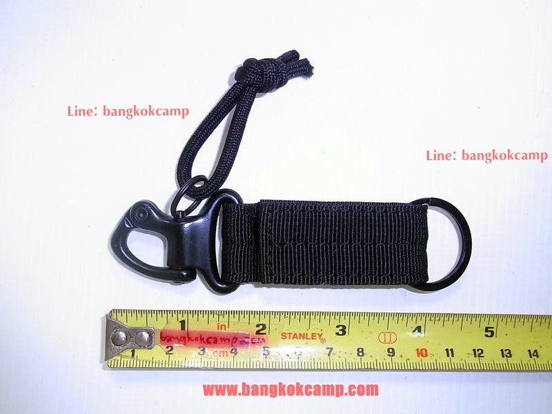 พวงกุญแจ ผ้าคอดูร่า คาราบิเนอร์ Carabiners สแน็ปลิงค์ Snaplink ตะขอเกี่ยว - ห่วงถอดได้ เหน็บเข็มขัดได้ (แบบ2สลัก-สีดำ)