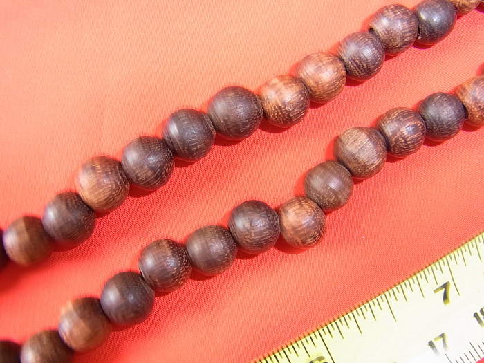 ไม้มงคลหายาก... ประคำ(ไม้แก่นมะขาม) ลายสวย.พร้อมหัวขุน...ไม้แก่นมะขามแท้ทุกเม็ด (CN001)