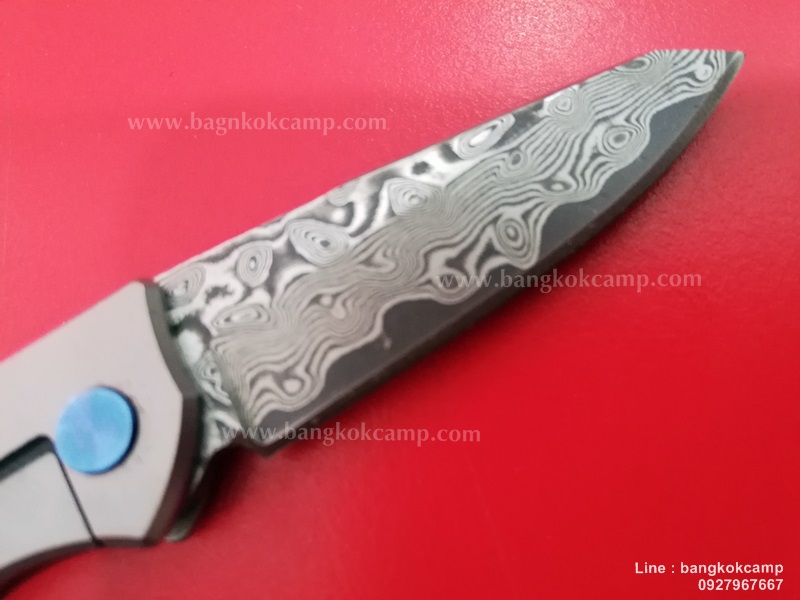 มีดพับ ดามัสกัส Damascus ด้ามไททาเนียม Frame Lock (9)
