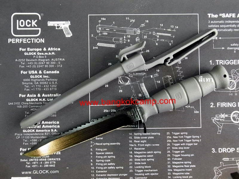 มีดกล๊อก Glock Field Knife, Glock81 Made in Austria ของใหม่ ของแท้ (เป็นมีดขว้าง+ทำเป็นใบหอกได้) สีเทา
