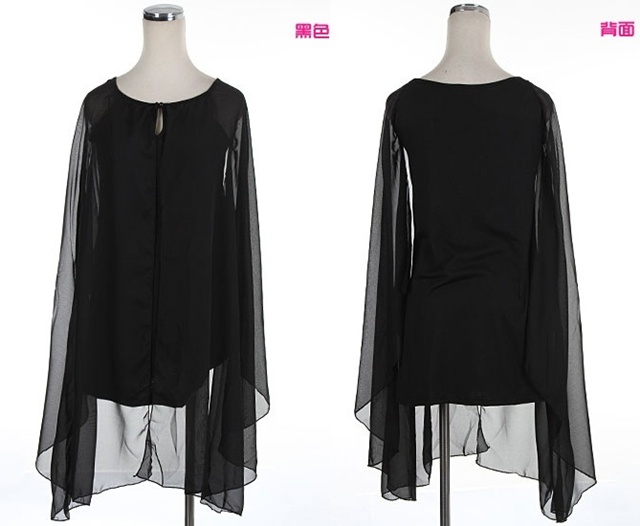 DRESS ชุดเดรสแฟชั่นเกาหลี ผ้า COTTON ตัดต่อผ้าชีฟอง สีดำ ใส่ออกงานได้ ASIA STREET FASHION