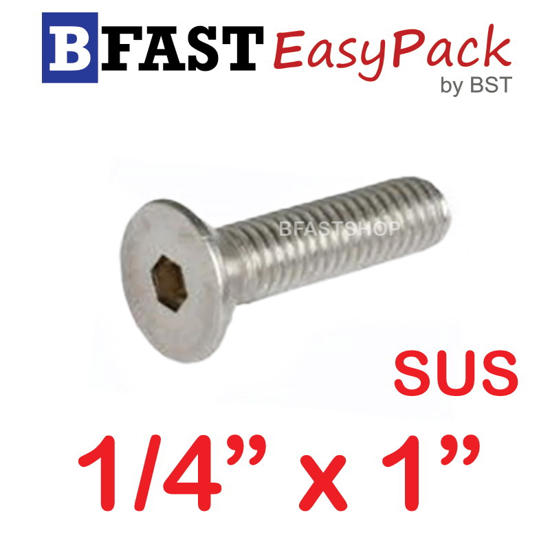 สกรูหัวจมเตเปอร์สแตนเลส SUS 1/4" x 1" ( 6 ตัว/ถุง )