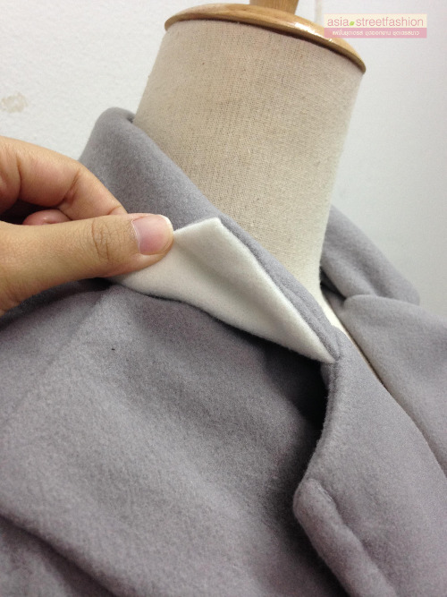 เสื้อโค้ทกันหนาว สไตล์เกาหลี ทรงสวย Classic ผ้าสำลีเนื้อเบา บุซับในกันลม สีเทา พร้อมส่ง GRAY XXL