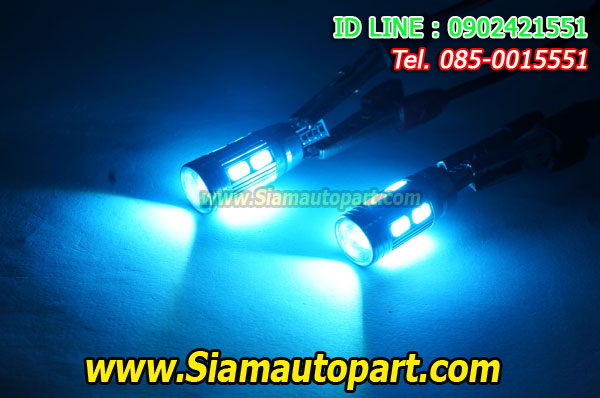 ไฟหรี่สีไอซ์บลู LED-T10-5730-10SMD-หัวเลนส์
