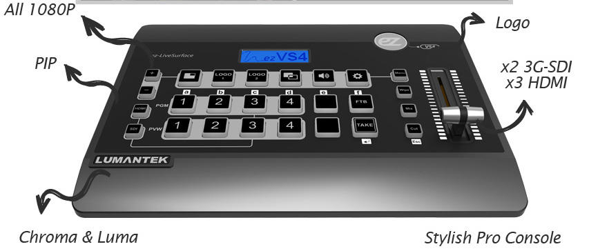 Lumantek ez-Pro VS4 4ch Full-HD Video Switcher / HD-SDIx2 , HDMIx3