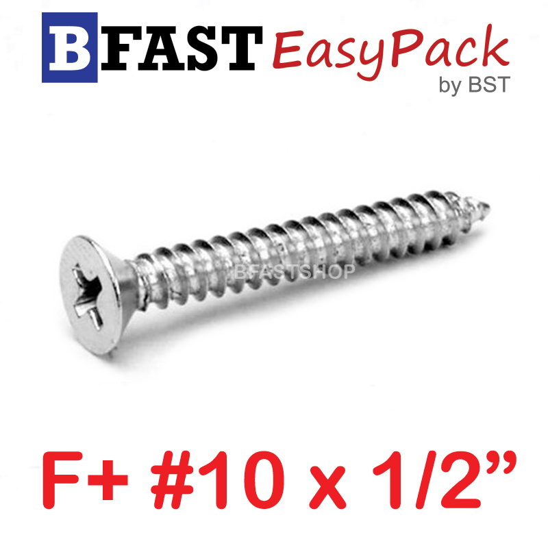 สกรูเกลียวสแตนเลส F+ SUS # 10 X 1/2" (15 ตัว/ถุง)