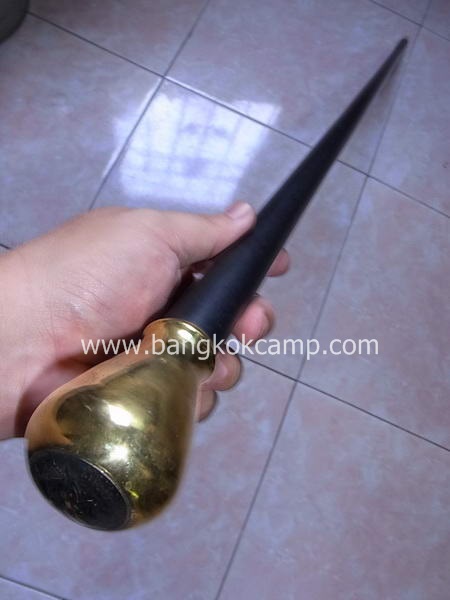 ไม้ตะพด (แบบที่ 18) หัวทรงแจกันใหญ่ ทองเหลือง ช้าง3เศียร ช้างเอราวัณ