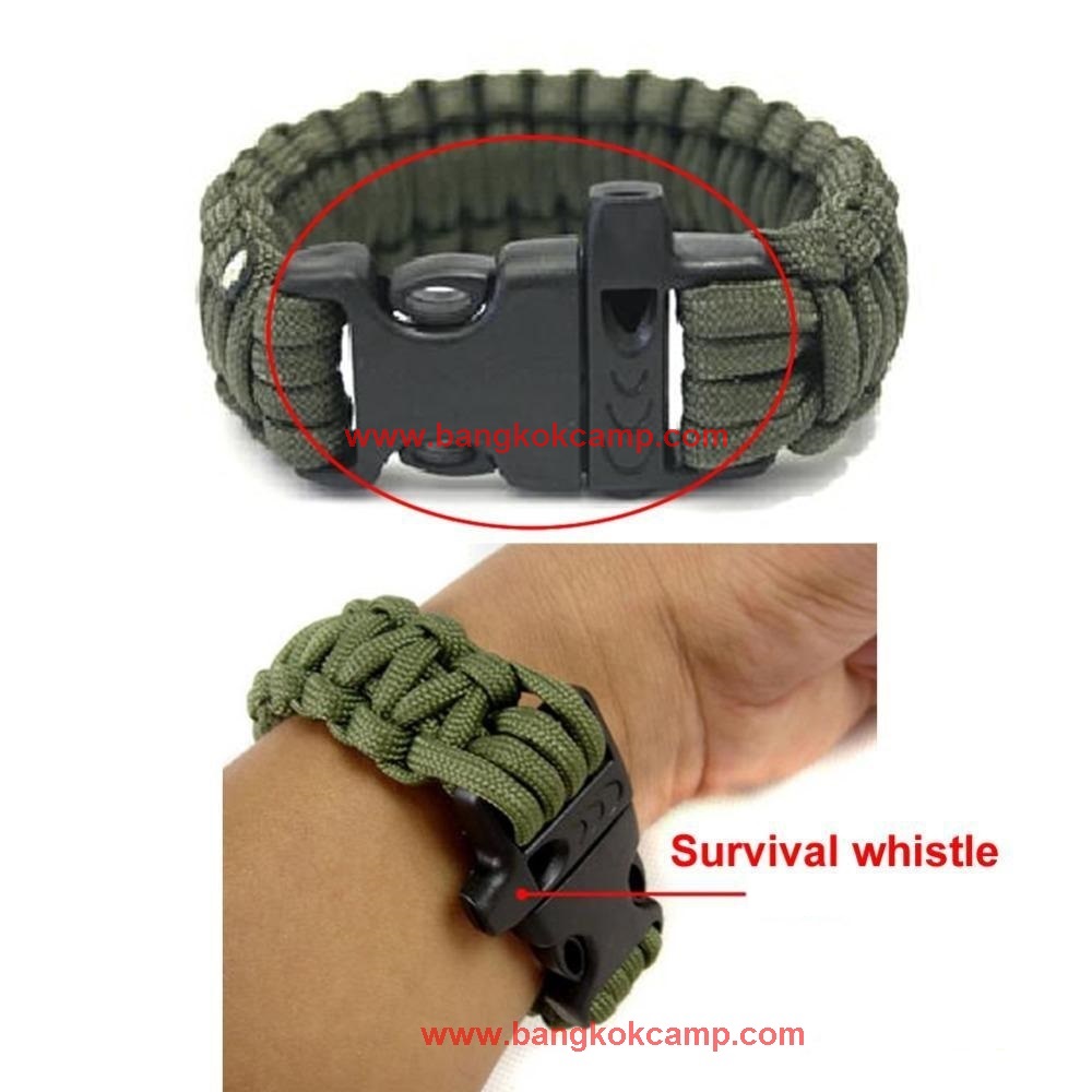 สายรัดข้อมือ (สีดำ) PARACORD BRACELET ถักจากเชือกพาราคอด PARACORD550 รับน้ำหนักได้550ปอนด์ รุ่นใหม่มี นกหวีด