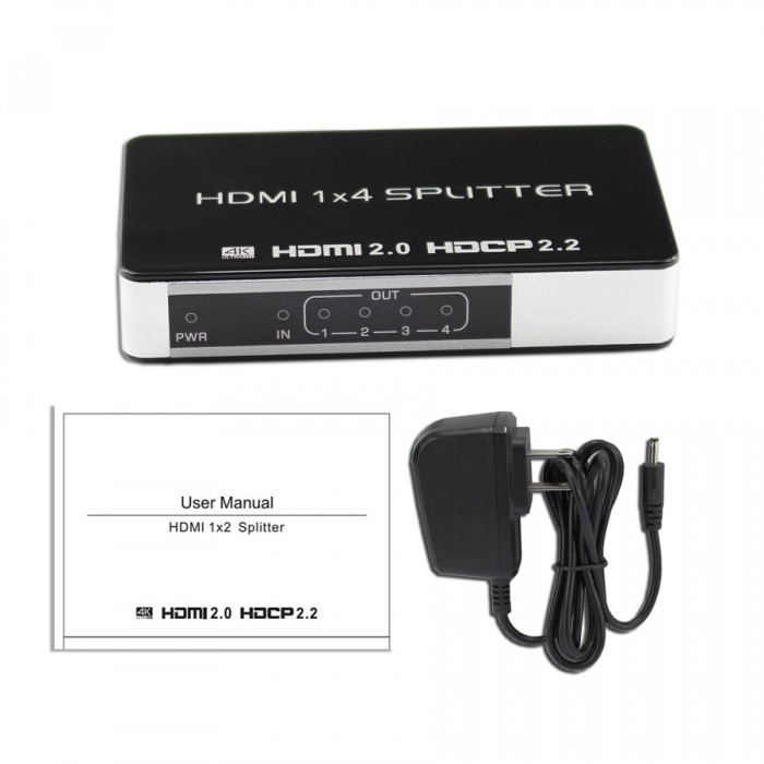1x4 HDMI 2.0v splitter 4Kx2K@60H/HDCP2.2/YCbCr:4:4:4